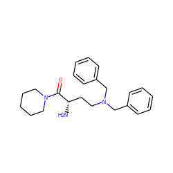 N[C@@H](CCN(Cc1ccccc1)Cc1ccccc1)C(=O)N1CCCCC1 ZINC000013561245