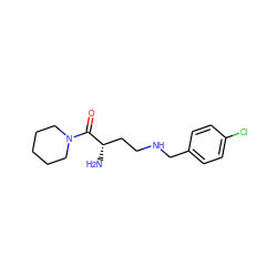 N[C@@H](CCNCc1ccc(Cl)cc1)C(=O)N1CCCCC1 ZINC000013561228