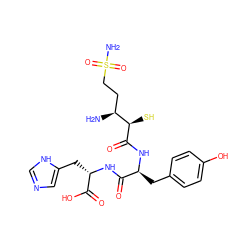 N[C@@H](CCS(N)(=O)=O)[C@@H](S)C(=O)N[C@@H](Cc1ccc(O)cc1)C(=O)N[C@@H](Cc1cnc[nH]1)C(=O)O ZINC000027561368