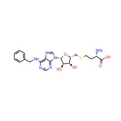 N[C@@H](CCSC[C@H]1O[C@@H](n2cnc3c(NCc4ccccc4)ncnc32)[C@H](O)[C@@H]1O)C(=O)O ZINC000038576043