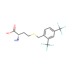 N[C@@H](CCSCc1ccc(C(F)(F)F)cc1C(F)(F)F)C(=O)O ZINC000028570385