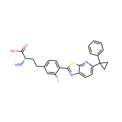 N[C@@H](CCc1ccc(-c2nc3ccc(C4(c5ccccc5)CC4)nc3s2)c(F)c1)C(=O)O ZINC000082150281