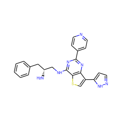 N[C@@H](CNc1nc(-c2ccncc2)nc2c(-c3ccn[nH]3)csc12)Cc1ccccc1 ZINC000223662935