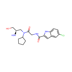 N[C@@H](CO)CN(C(=O)CNC(=O)c1cc2cc(Cl)ccc2[nH]1)C1CCCC1 ZINC000028138276