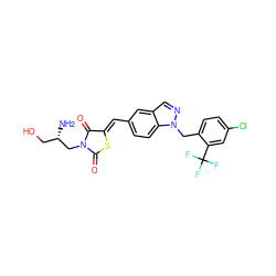 N[C@@H](CO)CN1C(=O)S/C(=C\c2ccc3c(cnn3Cc3ccc(Cl)cc3C(F)(F)F)c2)C1=O ZINC000201937184