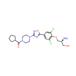 N[C@@H](CO)COc1c(Cl)cc(-c2nc(N3CCN(C(=O)C4CCCC4)CC3)no2)cc1Cl ZINC000299833019