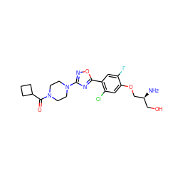 N[C@@H](CO)COc1cc(Cl)c(-c2nc(N3CCN(C(=O)C4CCC4)CC3)no2)cc1F ZINC000299837978