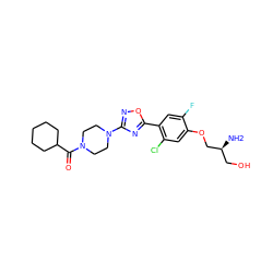 N[C@@H](CO)COc1cc(Cl)c(-c2nc(N3CCN(C(=O)C4CCCCC4)CC3)no2)cc1F ZINC000299832999