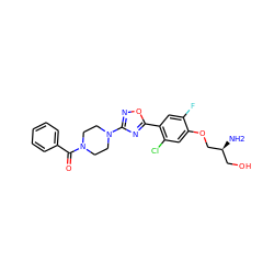 N[C@@H](CO)COc1cc(Cl)c(-c2nc(N3CCN(C(=O)c4ccccc4)CC3)no2)cc1F ZINC000299820112