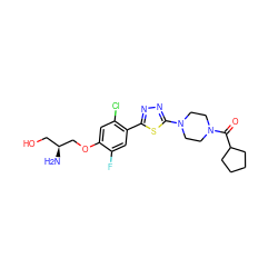 N[C@@H](CO)COc1cc(Cl)c(-c2nnc(N3CCN(C(=O)C4CCCC4)CC3)s2)cc1F ZINC000299838615