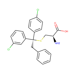 N[C@@H](CS[C@](Cc1ccccc1)(c1ccc(Cl)cc1)c1cccc(Cl)c1)C(=O)O ZINC000084710599