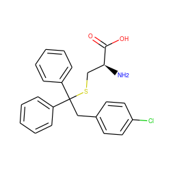 N[C@@H](CSC(Cc1ccc(Cl)cc1)(c1ccccc1)c1ccccc1)C(=O)O ZINC000084710686