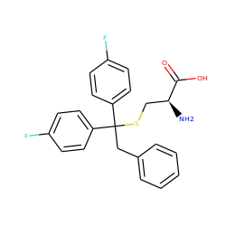 N[C@@H](CSC(Cc1ccccc1)(c1ccc(F)cc1)c1ccc(F)cc1)C(=O)O ZINC000084710603