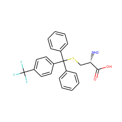 N[C@@H](CSC(c1ccccc1)(c1ccccc1)c1ccc(C(F)(F)F)cc1)C(=O)O ZINC000028823103