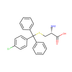 N[C@@H](CSC(c1ccccc1)(c1ccccc1)c1ccc(Cl)cc1)C(=O)O ZINC000008637970