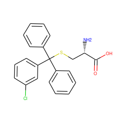 N[C@@H](CSC(c1ccccc1)(c1ccccc1)c1cccc(Cl)c1)C(=O)O ZINC000084619824