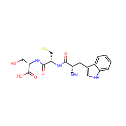 N[C@@H](Cc1c[nH]c2ccccc12)C(=O)N[C@@H](CS)C(=O)N[C@@H](CO)C(=O)O ZINC000039805130