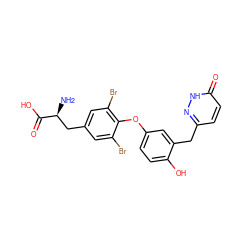 N[C@@H](Cc1cc(Br)c(Oc2ccc(O)c(Cc3ccc(=O)[nH]n3)c2)c(Br)c1)C(=O)O ZINC000001485059