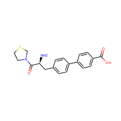 N[C@@H](Cc1ccc(-c2ccc(C(=O)O)cc2)cc1)C(=O)N1CCSC1 ZINC000014947638