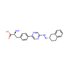 N[C@@H](Cc1ccc(-c2cnc(NC[C@H]3CCc4ccccc4C3)cn2)cc1)C(=O)O ZINC000040865609