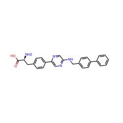 N[C@@H](Cc1ccc(-c2cnc(NCc3ccc(-c4ccccc4)cc3)cn2)cc1)C(=O)O ZINC000040394402