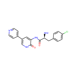 N[C@@H](Cc1ccc(Cl)cc1)C(=O)Nc1cc(-c2ccncc2)c[nH]c1=O ZINC000084689290