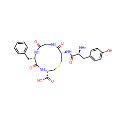 N[C@@H](Cc1ccc(O)cc1)C(=O)N[C@@H]1CSC[C@H](C(=O)O)NC(=O)[C@H](Cc2ccccc2)NC(=O)CNC1=O ZINC000027204617