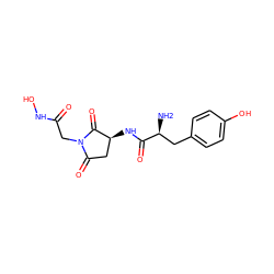 N[C@@H](Cc1ccc(O)cc1)C(=O)N[C@H]1CC(=O)N(CC(=O)NO)C1=O ZINC000073224570