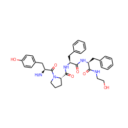 N[C@@H](Cc1ccc(O)cc1)C(=O)N1CCC[C@H]1C(=O)N[C@@H](Cc1ccccc1)C(=O)N[C@@H](Cc1ccccc1)C(=O)NCCO ZINC000096930180