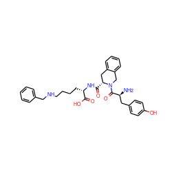 N[C@@H](Cc1ccc(O)cc1)C(=O)N1Cc2ccccc2C[C@H]1C(=O)N[C@@H](CCCCNCc1ccccc1)C(=O)O ZINC000058540790