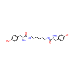 N[C@@H](Cc1ccc(O)cc1)C(=O)NCCCCCCNC(=O)[C@H](N)Cc1ccc(O)cc1 ZINC000026947390