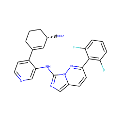 N[C@@H]1C=C(c2ccncc2Nc2ncc3ccc(-c4c(F)cccc4F)nn23)CCC1 ZINC000142886438