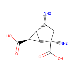 N[C@@H]1C[C@@](N)(C(=O)O)[C@@H]2[C@@H](C(=O)O)[C@@H]21 ZINC000096270258