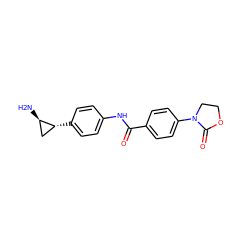 N[C@@H]1C[C@H]1c1ccc(NC(=O)c2ccc(N3CCOC3=O)cc2)cc1 ZINC000653721387