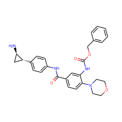 N[C@@H]1C[C@H]1c1ccc(NC(=O)c2ccc(N3CCOCC3)c(NC(=O)OCc3ccccc3)c2)cc1 ZINC000653721429