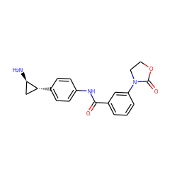 N[C@@H]1C[C@H]1c1ccc(NC(=O)c2cccc(N3CCOC3=O)c2)cc1 ZINC000653721389