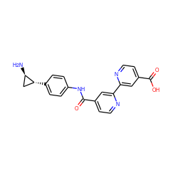 N[C@@H]1C[C@H]1c1ccc(NC(=O)c2ccnc(-c3cc(C(=O)O)ccn3)c2)cc1 ZINC000103252453