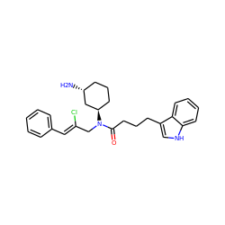 N[C@@H]1CCC[C@@H](N(C/C(Cl)=C/c2ccccc2)C(=O)CCCc2c[nH]c3ccccc23)C1 ZINC000028826307