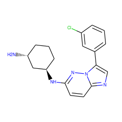 N[C@@H]1CCC[C@@H](Nc2ccc3ncc(-c4cccc(Cl)c4)n3n2)C1 ZINC000144955534