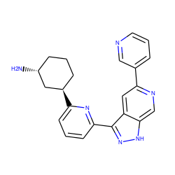 N[C@@H]1CCC[C@@H](c2cccc(-c3n[nH]c4cnc(-c5cccnc5)cc34)n2)C1 ZINC000205269784