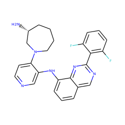 N[C@@H]1CCCCN(c2ccncc2Nc2cccc3cnc(-c4c(F)cccc4F)nc23)C1 ZINC000116904465