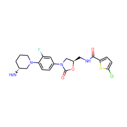 N[C@@H]1CCCN(c2ccc(N3C[C@@H](CNC(=O)c4ccc(Cl)s4)OC3=O)cc2F)C1 ZINC000113087020