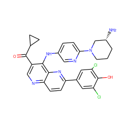 N[C@@H]1CCCN(c2ccc(Nc3c(C(=O)C4CC4)cnc4ccc(-c5cc(Cl)c(O)c(Cl)c5)nc34)cn2)C1 ZINC000473164996