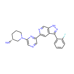 N[C@@H]1CCCN(c2cncc(-c3cc4c(-c5ccccc5F)n[nH]c4cn3)n2)C1 ZINC000205246617
