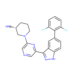 N[C@@H]1CCCN(c2cncc(-c3n[nH]c4ccc(-c5c(F)cccc5F)cc34)n2)C1 ZINC000150155952