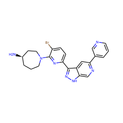 N[C@@H]1CCCN(c2nc(-c3n[nH]c4cnc(-c5cccnc5)cc34)ccc2Br)CC1 ZINC000205253779