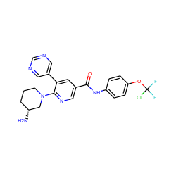 N[C@@H]1CCCN(c2ncc(C(=O)Nc3ccc(OC(F)(F)Cl)cc3)cc2-c2cncnc2)C1 ZINC001772651774