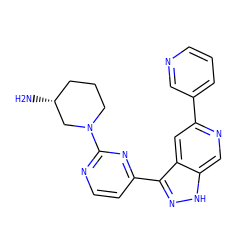 N[C@@H]1CCCN(c2nccc(-c3n[nH]c4cnc(-c5cccnc5)cc34)n2)C1 ZINC000205264596