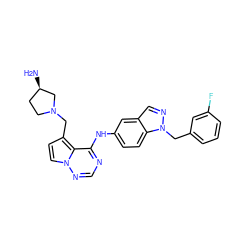 N[C@@H]1CCN(Cc2ccn3ncnc(Nc4ccc5c(cnn5Cc5cccc(F)c5)c4)c23)C1 ZINC000028903015