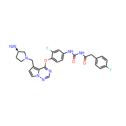 N[C@@H]1CCN(Cc2ccn3ncnc(Oc4ccc(NC(=O)NC(=O)Cc5ccc(F)cc5)cc4F)c23)C1 ZINC000029040624